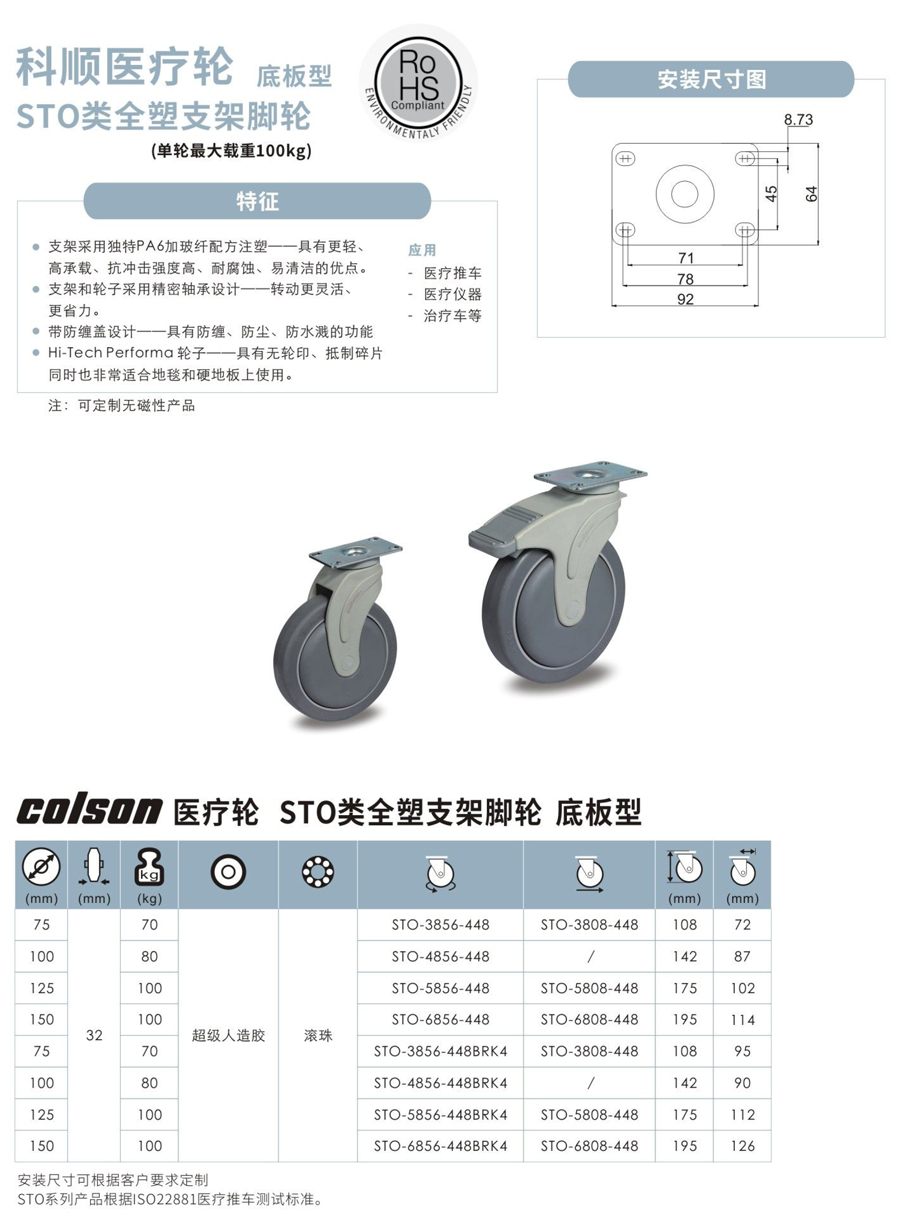 科顺STO类全塑支架脚轮